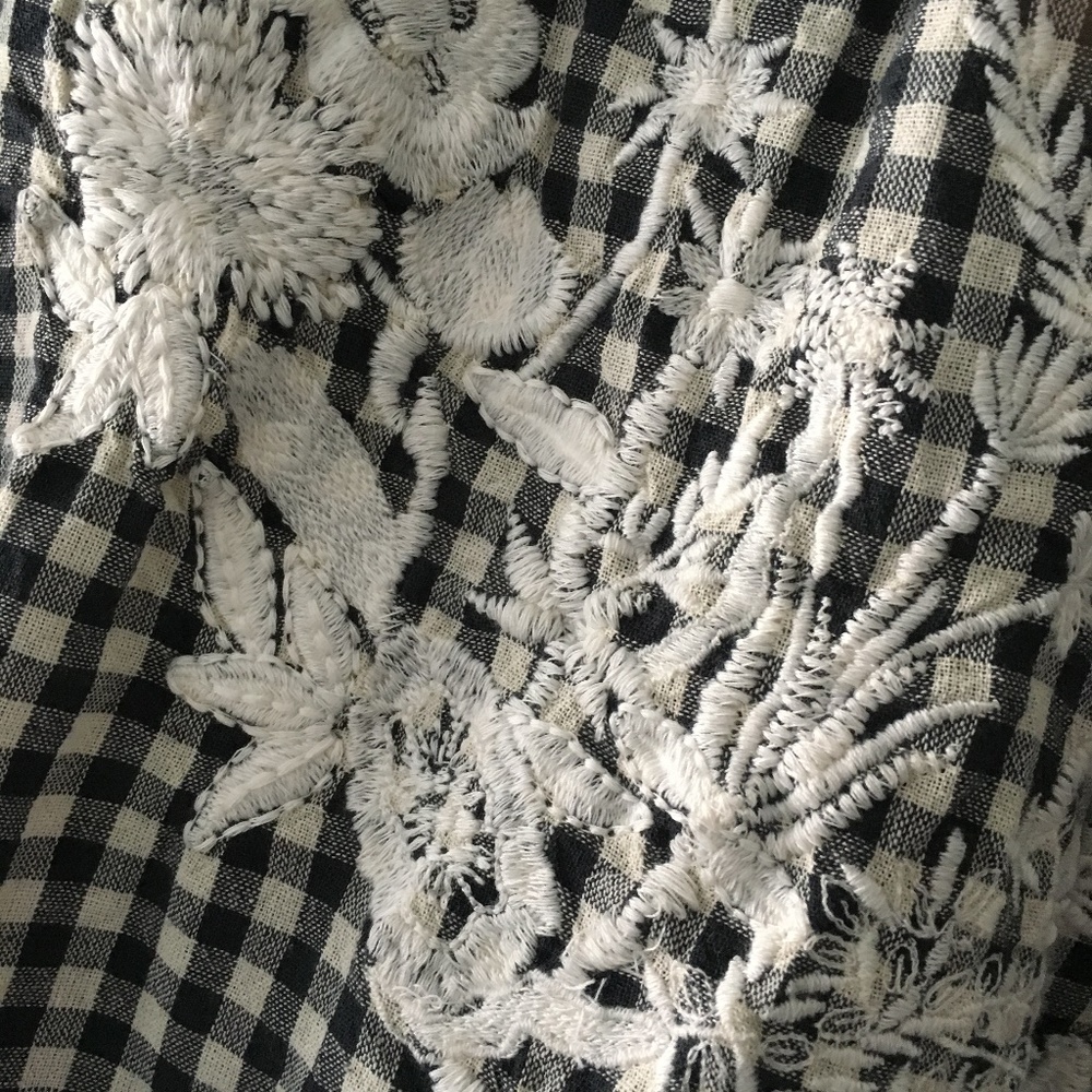 nwt womens ZARA oversized floral checkered top - Picture 5 of 7